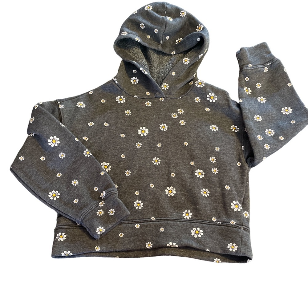 Girls Cropped Hooded Sunflower Hoodie